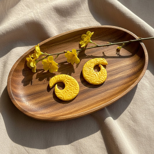 Textured Spiral Shape Studs in Yellow Color