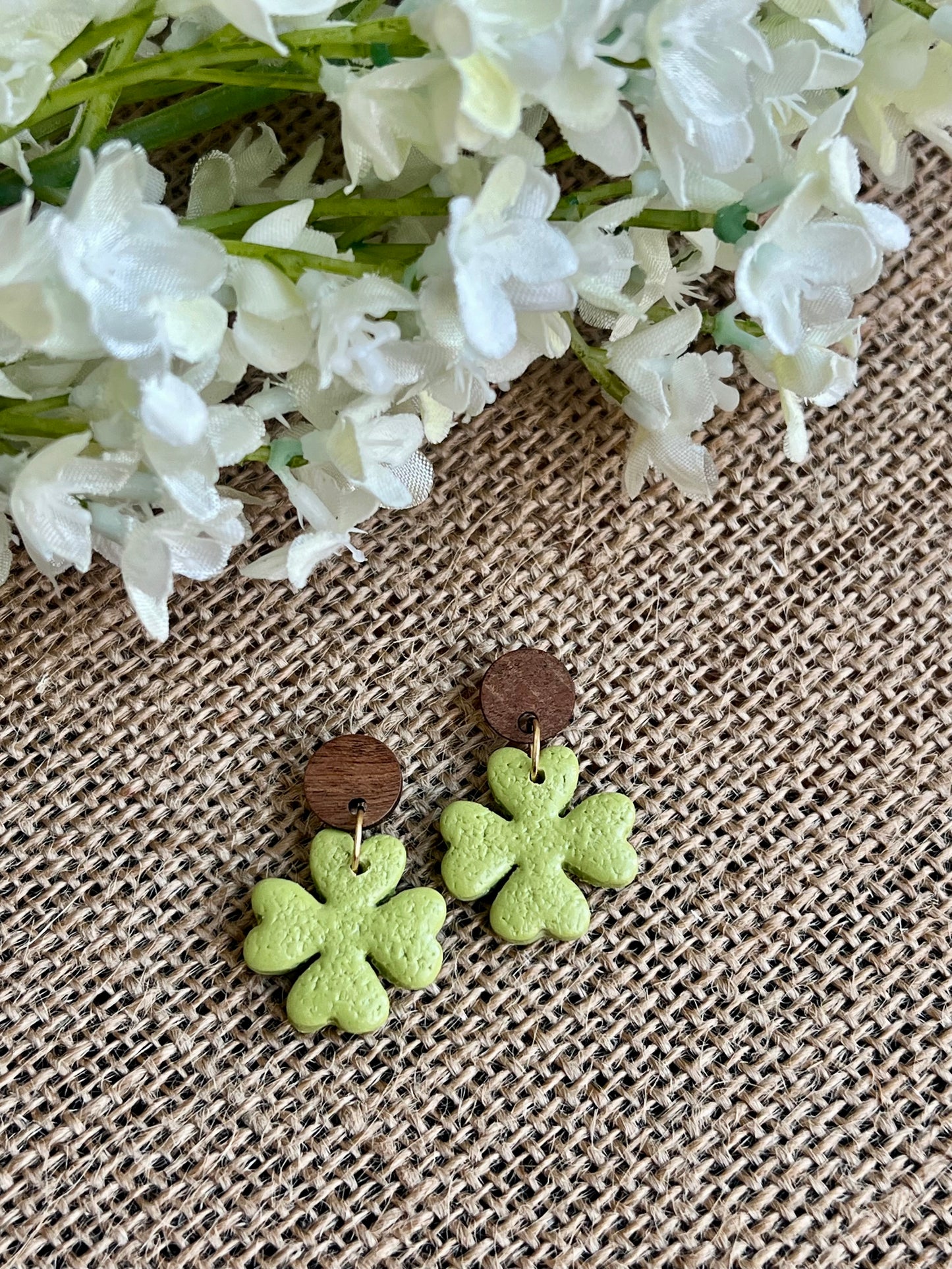 Clovers Dangles in Olive Green Color