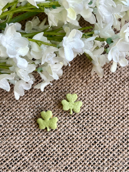 Clovers Studs Earrings in Olive Green Color