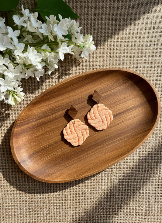 Textured Walnut Wood Studs in Peach Color