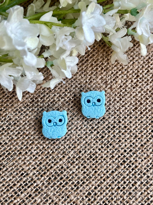 Owls Shape Studs in Light Blue Color