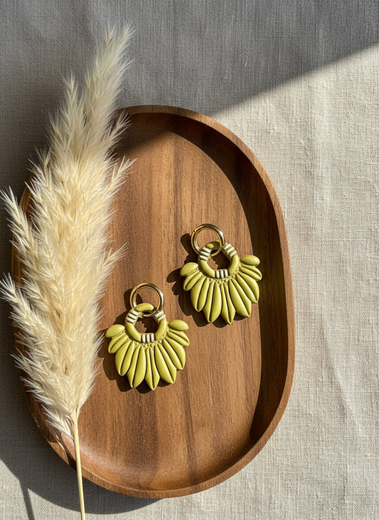 Boho Style Earrings in Olive Green