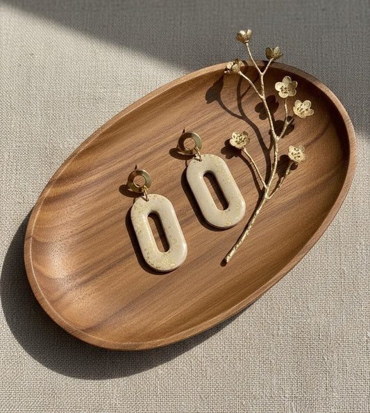 Dangle Earrings in Beige with a Touch of Gold