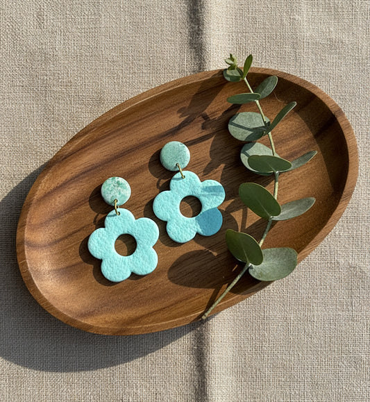Floral Dangle Earrings in Mint Green