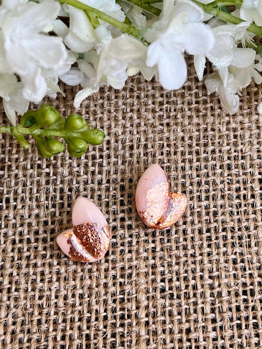 Peach Color Studs with Copper Leaf Details