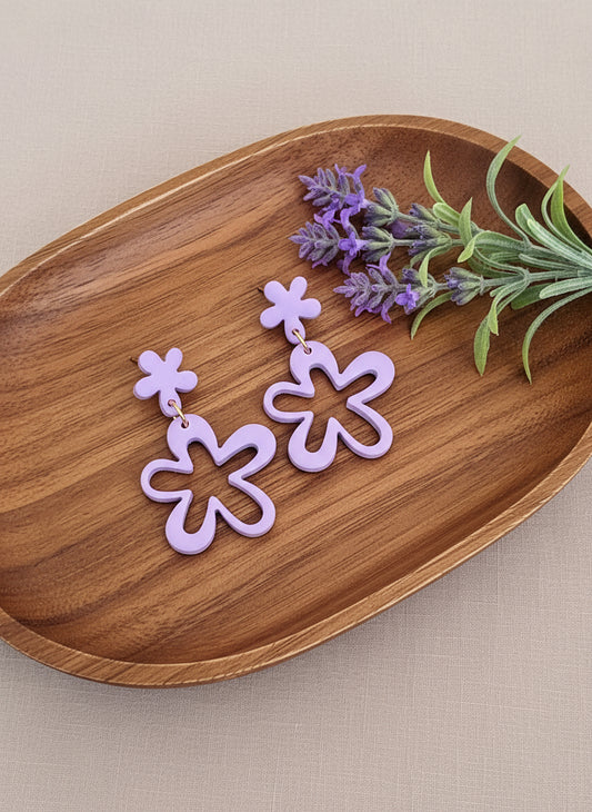 Floral Dangle Earrings in Lavender Blue