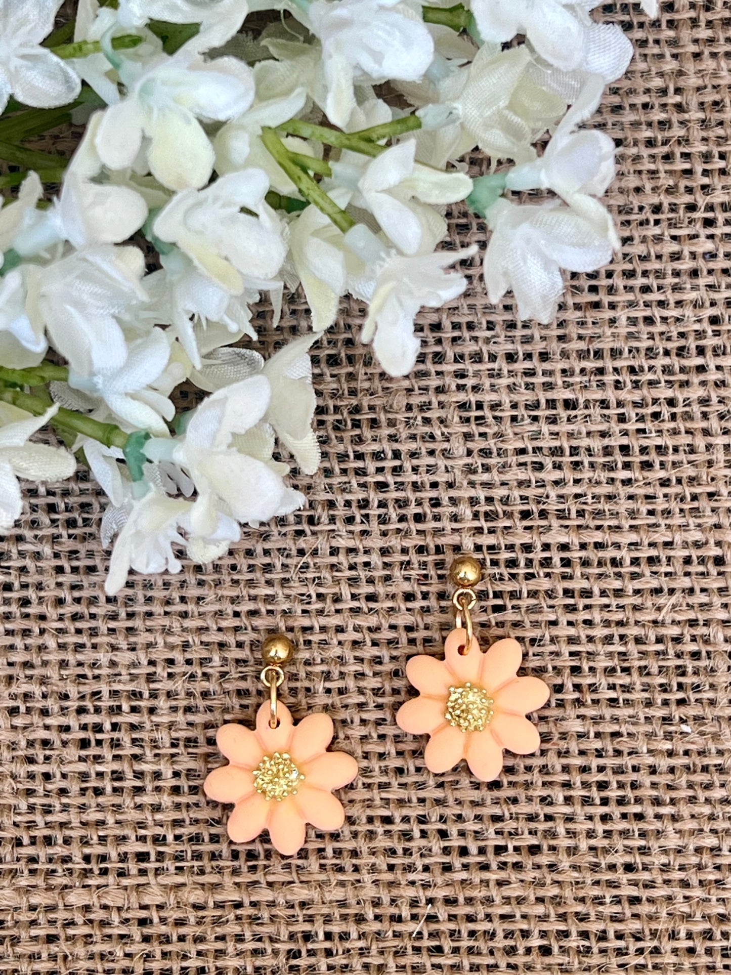 Daisy Earrings in Peach Color