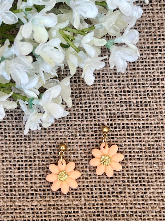 Daisy Earrings in Peach Color