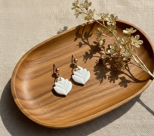 Pearly White Lotus Studs