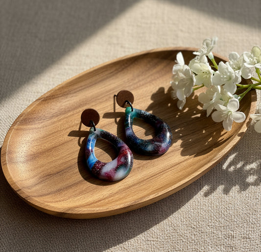 Stella Multi-Colored Marble Dangles with a Touch of Silver Glitter