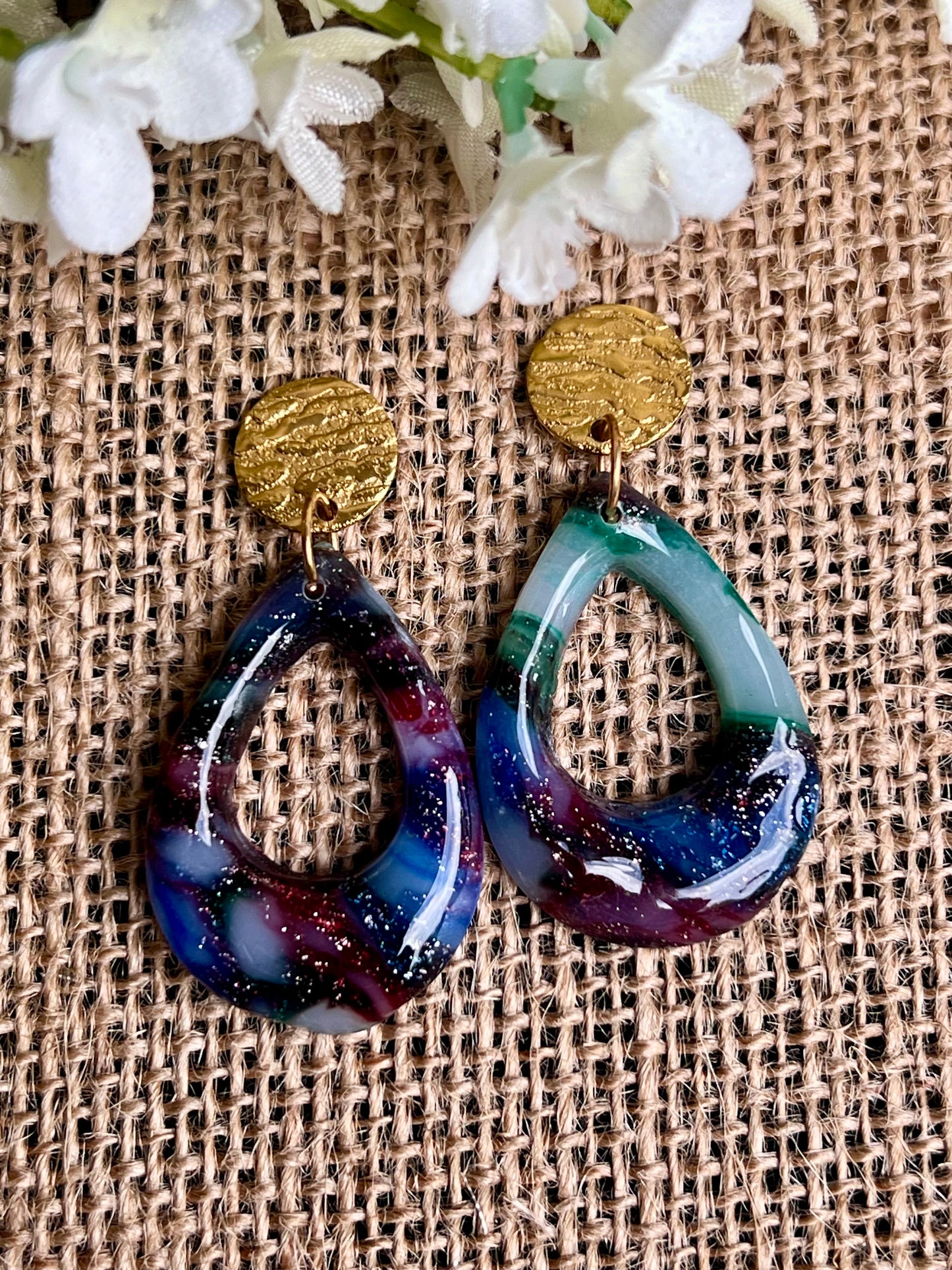 Stella Multi-Colored Marble Dangles with a Touch of Silver Glitter