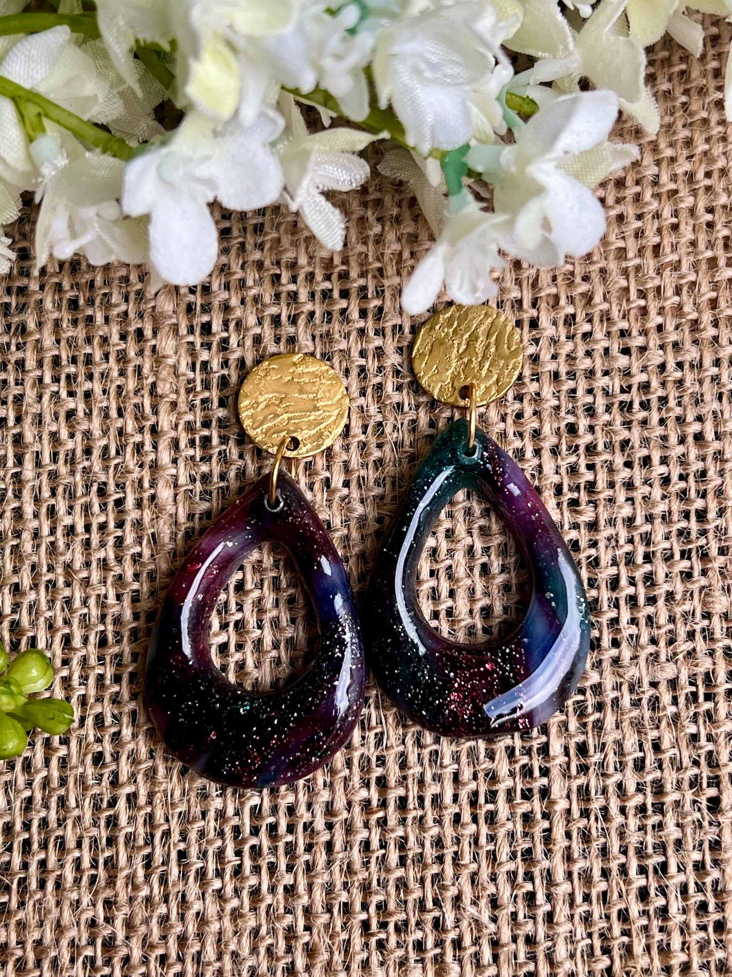 Stella Multi-Colored Marble Dangles with a Touch of Silver Glitter