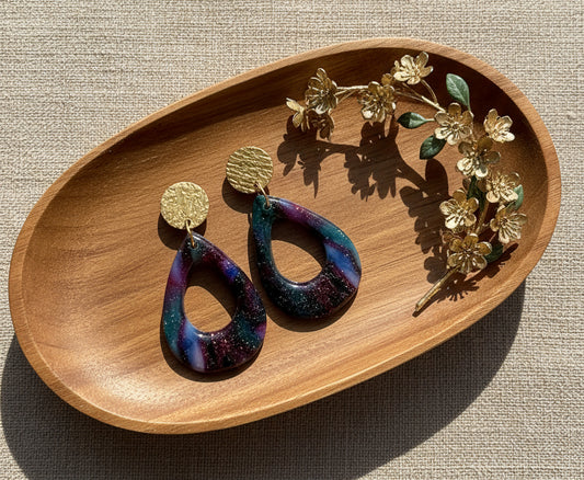 Stella Multi-Colored Marble Dangles with a Touch of Silver Glitter