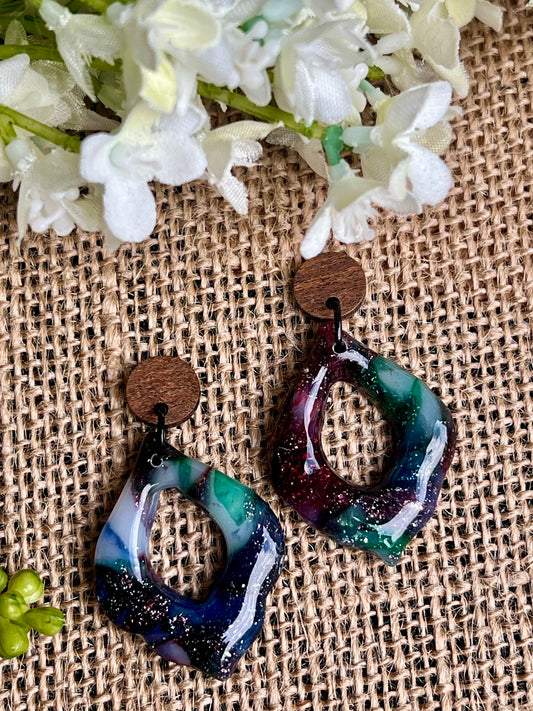 Stella Multi-Colored Marble Dangles with a Touch of Silver Glitter