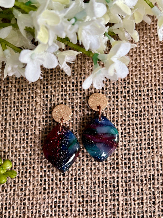 Stella Multi-Colored Marble Dangles with a Touch of Silver Glitter
