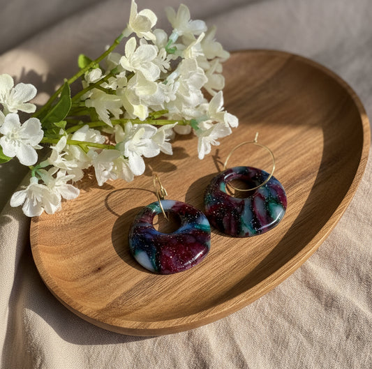 Stella Multi-Colored Marble Dangles with a Touch of Silver Glitter