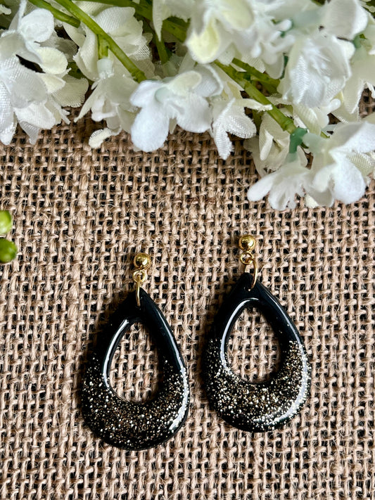 Black Dangles with a Touch of Gold Glitter