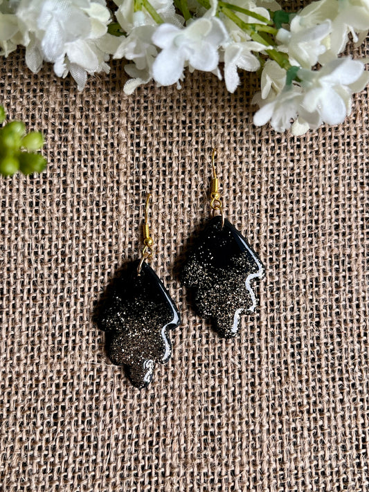 Black Dangles with a Touch of Gold Glitter