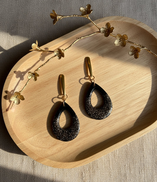 Black Dangles with a Touch of Gold Glitter