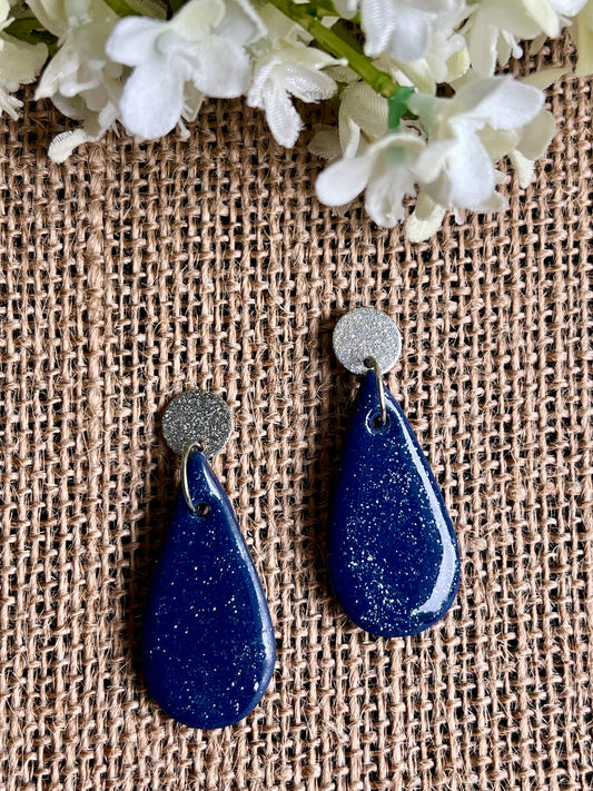 Blue Dangles with a Touch of Silver Glitter