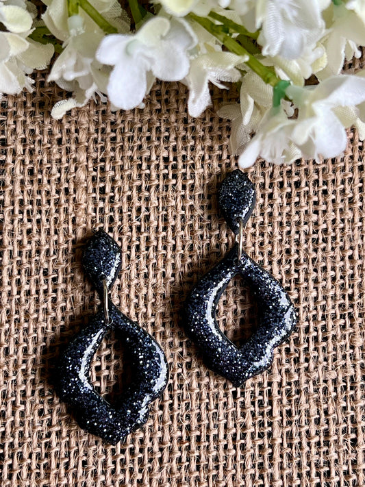 Black Dangles with a Touch of Blue Grey Glitter