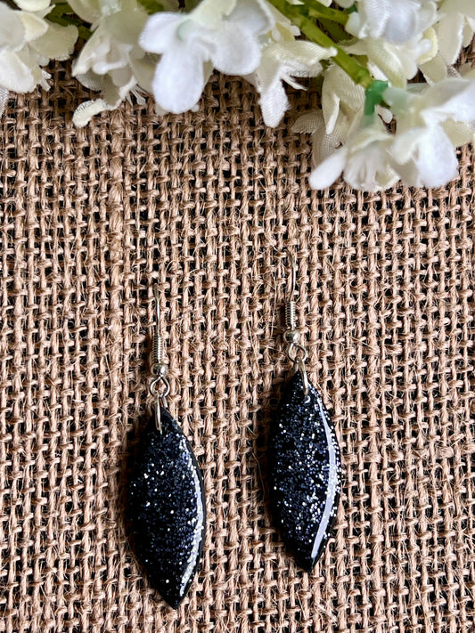 Black Dangles with a Touch of Blue Grey Glitter