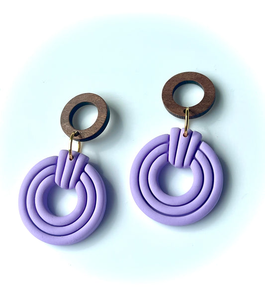 Silvia Dangles in Lavender Blue with Walnut Wood Stud