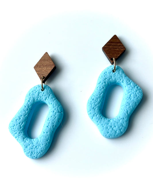 Silvia Dangles in Turquoise with Walnut Wood Stud