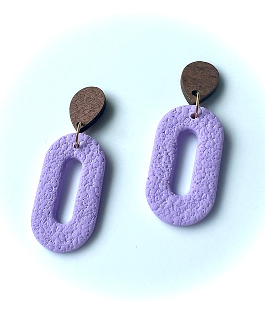 Silvia Dangles in Lavender Blue with Walnut Wood Stud