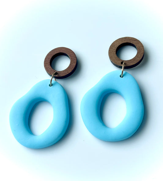 Silvia Dangles in Turquoise with Walnut Wood Stud