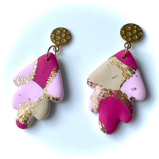 Faux Pink Marble Dangles wot a Touch of Gold Glitter