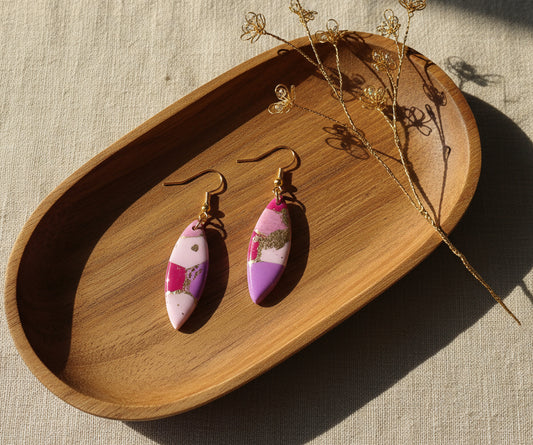 Faux Pink Marble Dangles with a Touch of Gold Glitter