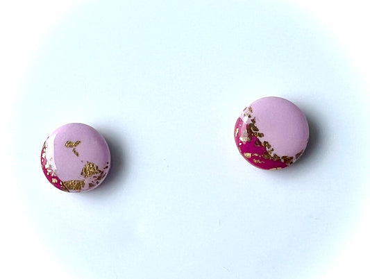 Faux Pink Marble Studs with a Touch of Gold