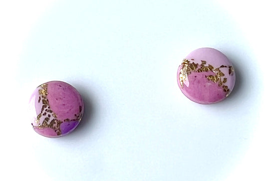 Faux Pink Marble Studs with a Touch of Gold
