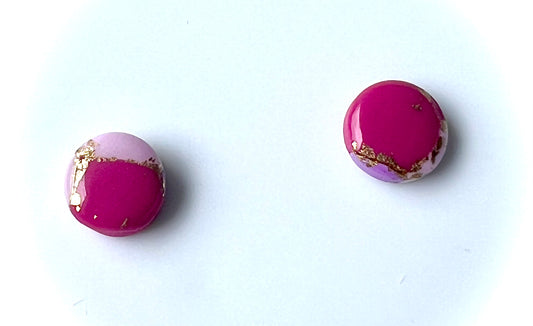 Faux Pink Marble Studs with a Touch of Gold