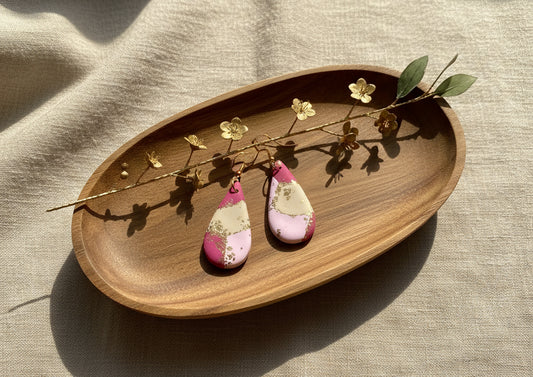 Faux Pink Marble Dangle with a Touch of Gold Glitter