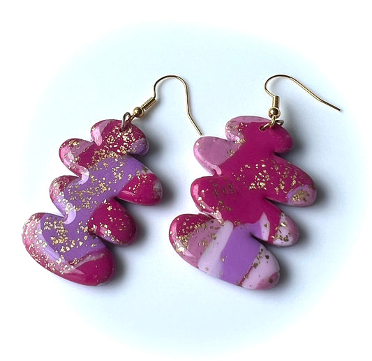 Faux Pink Marble Dangles with a Touch of Gold Glitter