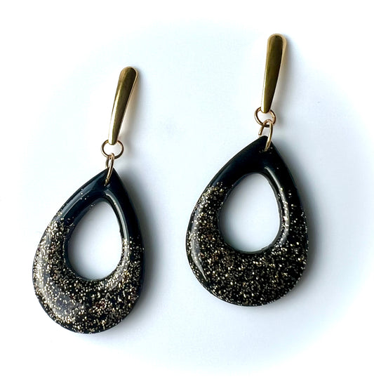 Black Dangles with a Touch of Gold Glitter
