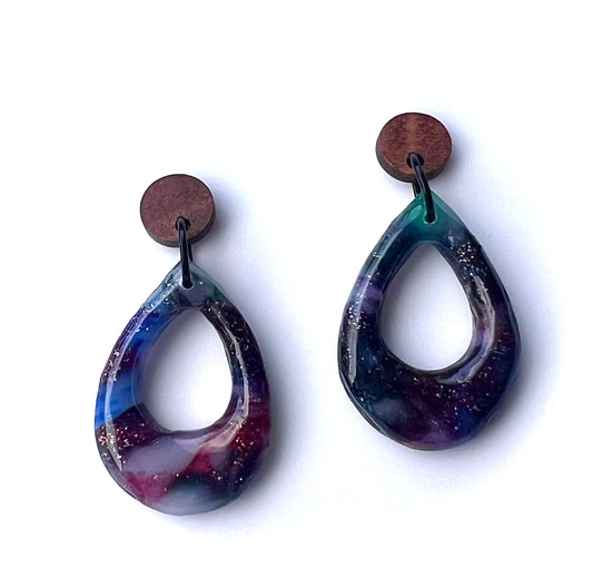 Stella Multi-Colored Marble Dangles with a Touch of Silver Glitter