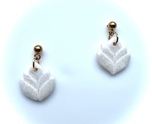 Pearly White Lotus Studs