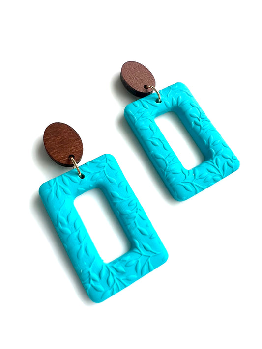 Dangles with Floral Relief in Turquoise