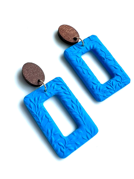 Dangles with Floral Relief in Blue
