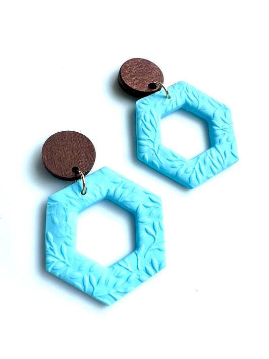 Dangles with Floral Relief in Baby Blue