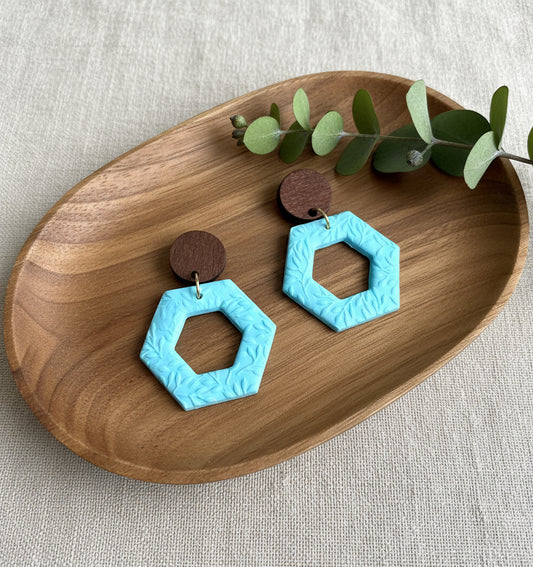 Dangles with Floral Relief in Baby Blue