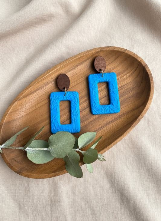 Dangles with Floral Relief in Blue