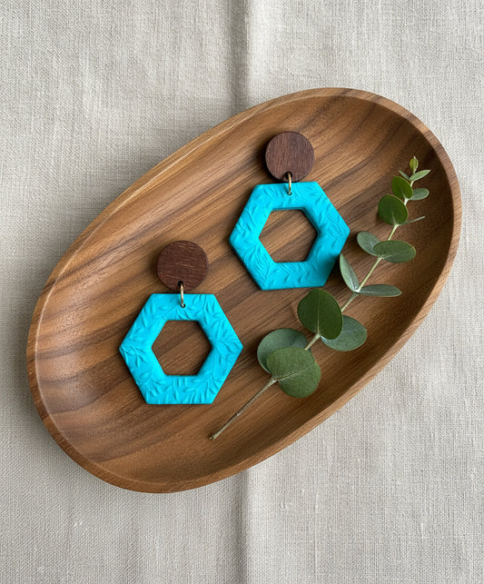 Dangles with Floral Relief in Turquoise