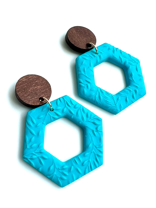Dangles with Floral Relief in Turquoise
