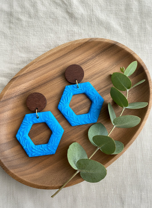 Dangles with Floral Relief in Blue