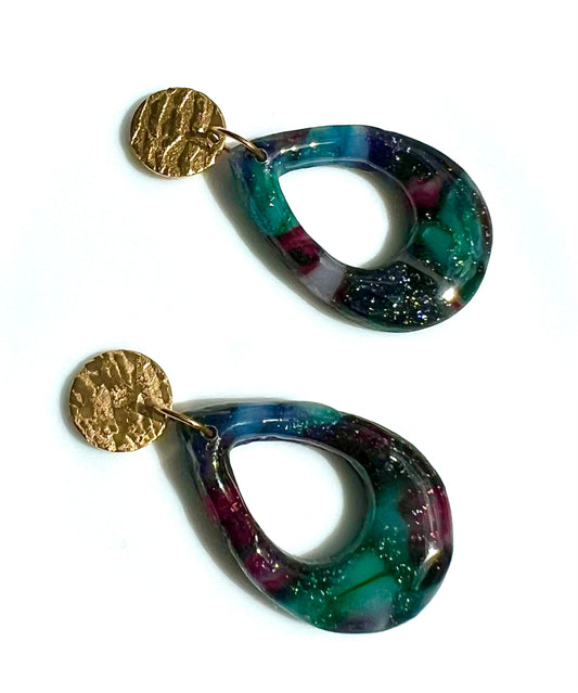 Stella Multi-Colored Marble Dangles with a Touch of Silver Glitter