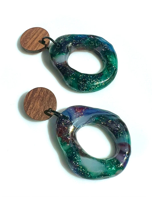 Stella Multi-Colored Marble Dangles with a Touch of Glitter Marble
